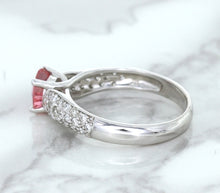 Load image into Gallery viewer, 1.14ct Round Pink Sapphire Ring with Diamond Accents in 14K White Gold