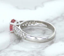 Load image into Gallery viewer, 1.14ct Round Pink Sapphire Ring with Diamond Accents in 14K White Gold