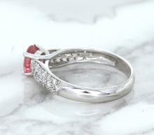 Load image into Gallery viewer, 1.14ct Round Pink Sapphire Ring with Diamond Accents in 14K White Gold