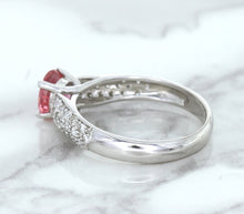 Load image into Gallery viewer, 1.14ct Round Pink Sapphire Ring with Diamond Accents in 14K White Gold