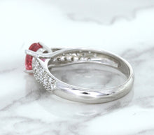 Load image into Gallery viewer, 1.14ct Round Pink Sapphire Ring with Diamond Accents in 14K White Gold