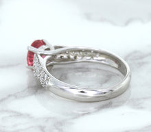 Load image into Gallery viewer, 1.14ct Round Pink Sapphire Ring with Diamond Accents in 14K White Gold