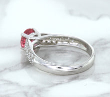 Load image into Gallery viewer, 1.14ct Round Pink Sapphire Ring with Diamond Accents in 14K White Gold