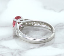 Load image into Gallery viewer, 1.14ct Round Pink Sapphire Ring with Diamond Accents in 14K White Gold
