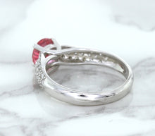 Load image into Gallery viewer, 1.14ct Round Pink Sapphire Ring with Diamond Accents in 14K White Gold