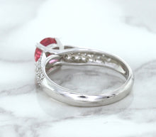 Load image into Gallery viewer, 1.14ct Round Pink Sapphire Ring with Diamond Accents in 14K White Gold