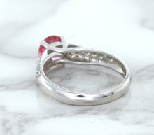 Load image into Gallery viewer, 1.14ct Round Pink Sapphire Ring with Diamond Accents in 14K White Gold