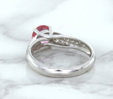 Load image into Gallery viewer, 1.14ct Round Pink Sapphire Ring with Diamond Accents in 14K White Gold