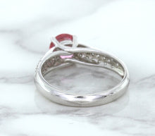 Load image into Gallery viewer, 1.14ct Round Pink Sapphire Ring with Diamond Accents in 14K White Gold
