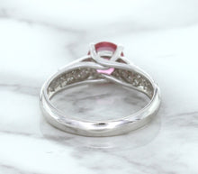 Load image into Gallery viewer, 1.14ct Round Pink Sapphire Ring with Diamond Accents in 14K White Gold