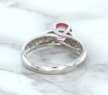 Load image into Gallery viewer, 1.14ct Round Pink Sapphire Ring with Diamond Accents in 14K White Gold