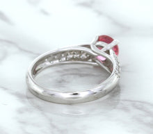 Load image into Gallery viewer, 1.14ct Round Pink Sapphire Ring with Diamond Accents in 14K White Gold