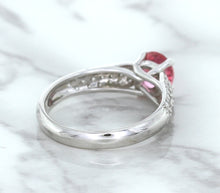 Load image into Gallery viewer, 1.14ct Round Pink Sapphire Ring with Diamond Accents in 14K White Gold