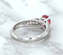 Load image into Gallery viewer, 1.14ct Round Pink Sapphire Ring with Diamond Accents in 14K White Gold