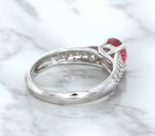Load image into Gallery viewer, 1.14ct Round Pink Sapphire Ring with Diamond Accents in 14K White Gold