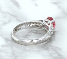 Load image into Gallery viewer, 1.14ct Round Pink Sapphire Ring with Diamond Accents in 14K White Gold
