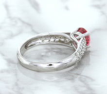 Load image into Gallery viewer, 1.14ct Round Pink Sapphire Ring with Diamond Accents in 14K White Gold