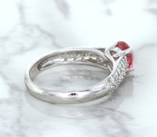 Load image into Gallery viewer, 1.14ct Round Pink Sapphire Ring with Diamond Accents in 14K White Gold
