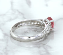 Load image into Gallery viewer, 1.14ct Round Pink Sapphire Ring with Diamond Accents in 14K White Gold