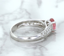 Load image into Gallery viewer, 1.14ct Round Pink Sapphire Ring with Diamond Accents in 14K White Gold