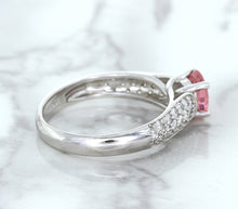 Load image into Gallery viewer, 1.14ct Round Pink Sapphire Ring with Diamond Accents in 14K White Gold