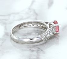 Load image into Gallery viewer, 1.14ct Round Pink Sapphire Ring with Diamond Accents in 14K White Gold