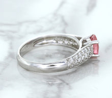 Load image into Gallery viewer, 1.14ct Round Pink Sapphire Ring with Diamond Accents in 14K White Gold