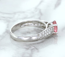 Load image into Gallery viewer, 1.14ct Round Pink Sapphire Ring with Diamond Accents in 14K White Gold