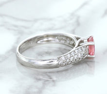 Load image into Gallery viewer, 1.14ct Round Pink Sapphire Ring with Diamond Accents in 14K White Gold