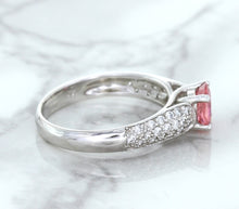 Load image into Gallery viewer, 1.14ct Round Pink Sapphire Ring with Diamond Accents in 14K White Gold