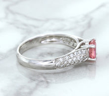 Load image into Gallery viewer, 1.14ct Round Pink Sapphire Ring with Diamond Accents in 14K White Gold
