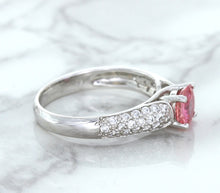 Load image into Gallery viewer, 1.14ct Round Pink Sapphire Ring with Diamond Accents in 14K White Gold