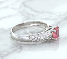 Load image into Gallery viewer, 1.14ct Round Pink Sapphire Ring with Diamond Accents in 14K White Gold