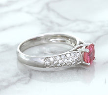 Load image into Gallery viewer, 1.14ct Round Pink Sapphire Ring with Diamond Accents in 14K White Gold