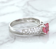 Load image into Gallery viewer, 1.14ct Round Pink Sapphire Ring with Diamond Accents in 14K White Gold