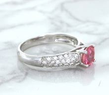 Load image into Gallery viewer, 1.14ct Round Pink Sapphire Ring with Diamond Accents in 14K White Gold