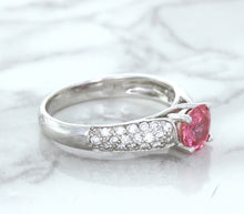 Load image into Gallery viewer, 1.14ct Round Pink Sapphire Ring with Diamond Accents in 14K White Gold