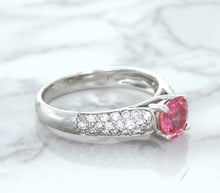 Load image into Gallery viewer, 1.14ct Round Pink Sapphire Ring with Diamond Accents in 14K White Gold