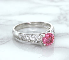 Load image into Gallery viewer, 1.14ct Round Pink Sapphire Ring with Diamond Accents in 14K White Gold
