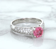 Load image into Gallery viewer, 1.14ct Round Pink Sapphire Ring with Diamond Accents in 14K White Gold