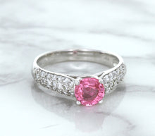 Load image into Gallery viewer, 1.14ct Round Pink Sapphire Ring with Diamond Accents in 14K White Gold
