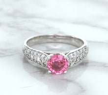 Load image into Gallery viewer, 1.14ct Round Pink Sapphire Ring with Diamond Accents in 14K White Gold