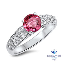 Load image into Gallery viewer, 1.14ct Round Pink Sapphire Ring with Diamond Accents in 14K White Gold