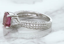 Load image into Gallery viewer, 1.80ct Radiant Pink Sapphire Ring with Diamond Accents in 18K White Gold