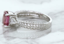 Load image into Gallery viewer, 1.80ct Radiant Pink Sapphire Ring with Diamond Accents in 18K White Gold