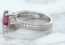 Load image into Gallery viewer, 1.80ct Radiant Pink Sapphire Ring with Diamond Accents in 18K White Gold