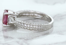 Load image into Gallery viewer, 1.80ct Radiant Pink Sapphire Ring with Diamond Accents in 18K White Gold