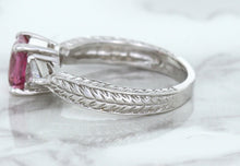 Load image into Gallery viewer, 1.80ct Radiant Pink Sapphire Ring with Diamond Accents in 18K White Gold