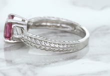 Load image into Gallery viewer, 1.80ct Radiant Pink Sapphire Ring with Diamond Accents in 18K White Gold