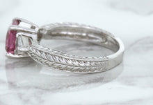 Load image into Gallery viewer, 1.80ct Radiant Pink Sapphire Ring with Diamond Accents in 18K White Gold